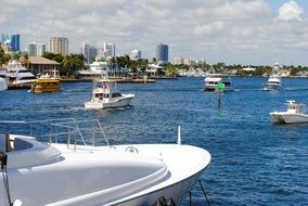 White yachts on the river