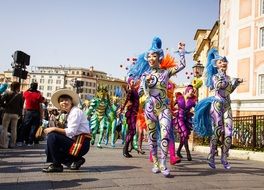 People in costumes on a Dance Parade in Japan