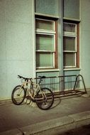 bike in the parking lot near the building