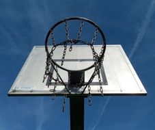 Street basketball hoop with chains