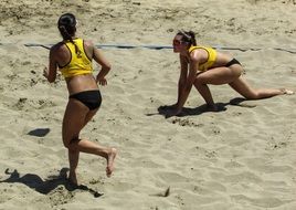 Women on the beach volleyball game