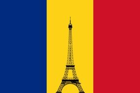 eiffel tower on the background of the romanian flag