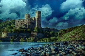 castle on a rock on the banks of the rhine