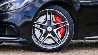 wheel in a luxury Mercedes close-up