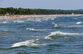 distant view of the beach on the baltic sea in summer