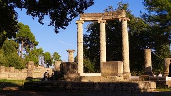 ruins of olympia in greece on a sunny day