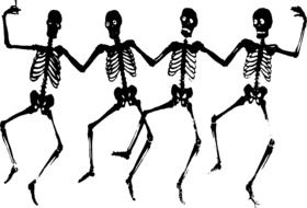 painted four dancing skeletons