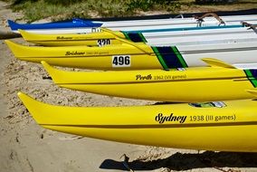 yellow boats for sea sports