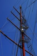 the mast of a sailing boat