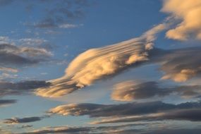 clouds in the summer blue sky On the Sunset