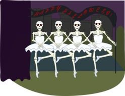 Cartoon skeletons on the Halloween Ballet Dancing