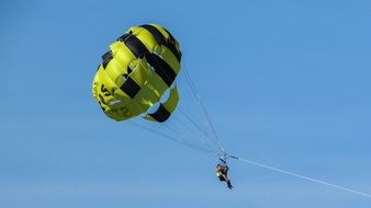 skydiver on blue sky