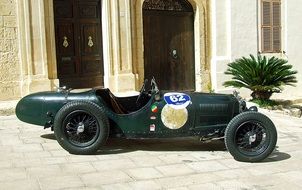 vintage dark green car
