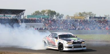 drift of a sports car on the track