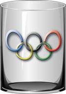 glass with the image of olympic rings