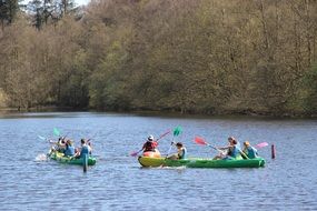 Kayaking people on a river