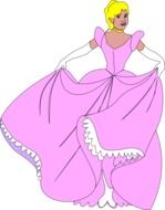 painted princess in a pink dress on white background