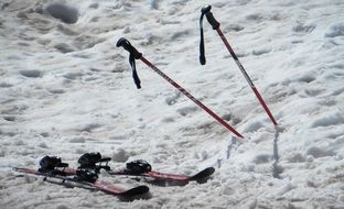 skiing with sticks in the snow on a sunny day