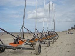 carts for transporting yachts on the beach