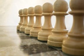 Chess White Pawns close-up