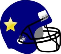 Blue and yellow Football Helmet drawing on white background