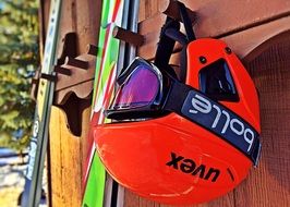 Skies and helmet equipment