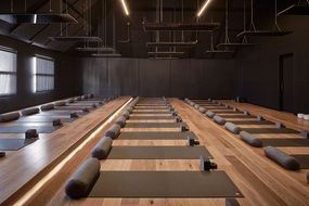 room with yoga mats