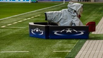 television camera on the football field