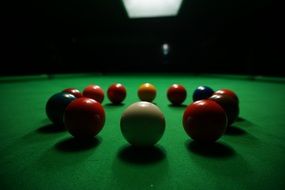 multi-colored balls on a pool table