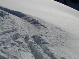 deep tracks in shiny snow