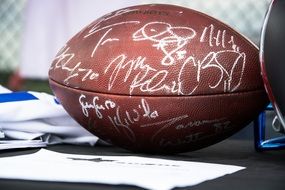 autographed soccer oval ball