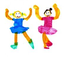 Colorful drawing of the dancing ballet dancers