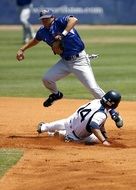 two baseball players on second base