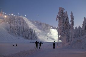 panoramic view of the ski resort at night