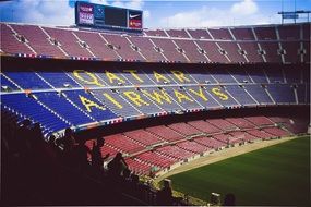 colorful empty tribunes of Football Stadium, Spain