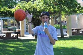 basketball in the hands of the boy