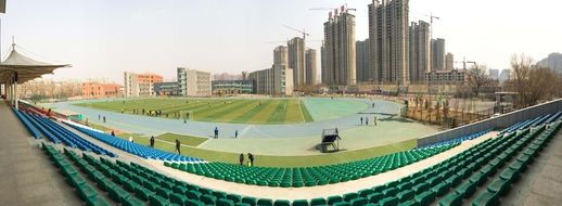 panoramic view of the stadium near new buildings