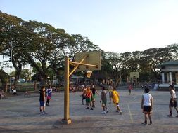 Playing basketball in Philippines