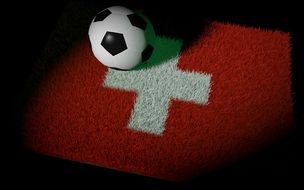 soccer ball on the flag of switzerland