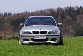 sports car stands on green grass