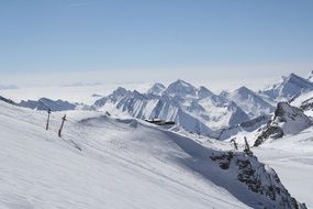 Panorama of a snowy slope in the Ziller Valley, Austria