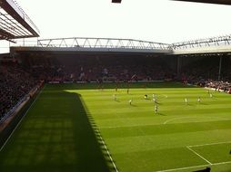 panoramic view of anfield football stadium in liverpool