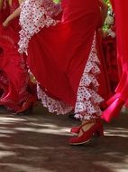 Spanish dancers in the red and white clothing