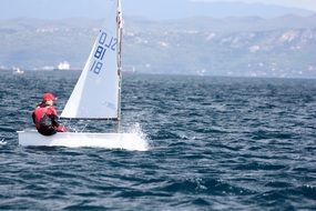 sailing near the coast with the mountains