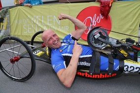 Competition of the hand bike for disabled