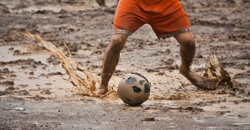 football in the mud
