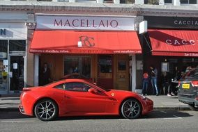 Luxury red Sports Car on street