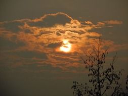 Sunrise in the cloudy skies