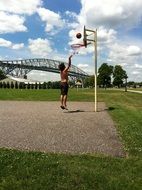 jump on Basketball Court