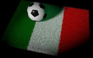 Football World Championship in Italy, ball on flag colored lawn